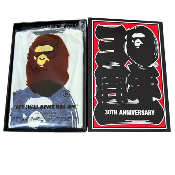 BAPE APE 30th Anniversary Boxed BAPE T-Shirt*NEW in box SZ S*SOLD OUT*NAVY - Picture 1 of 3